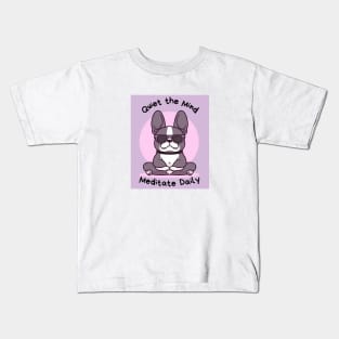 Kawaii Cute Yoga Meditating bullgod Kids T-Shirt